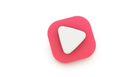 Play red icon shape symbol. 3D rendering Stock Illustration