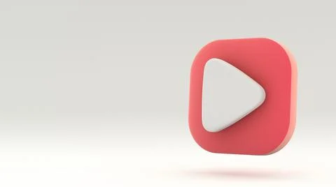 Play red icon shape symbol. 3D rendering Stock Illustration