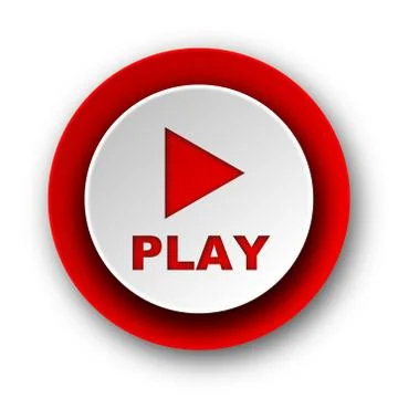 Play red modern web icon on white background. Stock Illustration