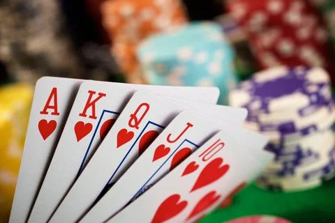 Play of the royal flush. 库存照片