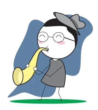 Play saxophone Stock Illustration