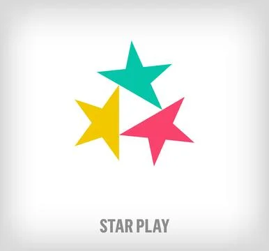 Play sign logo from creative rotating stars. Stock Illustration