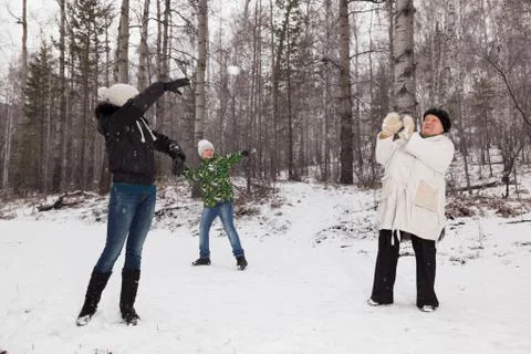 Play snowballs Foto stock