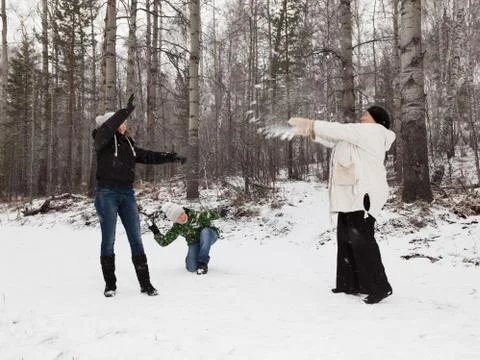 Play snowballs Stock Photos
