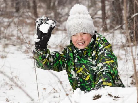 Play snowballs Foto stock