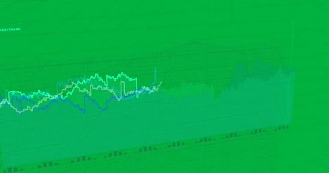 Play starting, 3D chart moving on transparent, panning right, trace advancing Video stock 327337933