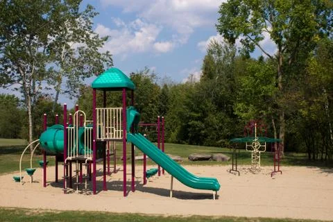 Play structures in a park Stock Photos