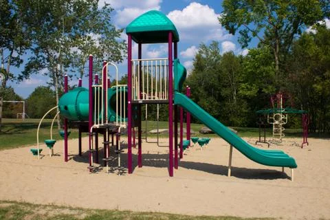Play structures in a park Stock Photos