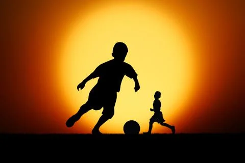 Play at sunset. Foto stock