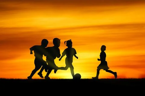 Play at sunset. Stock Photos