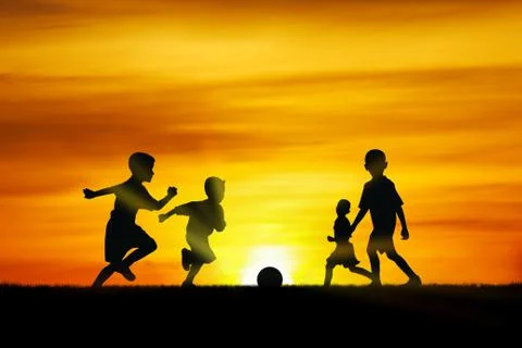 Play at sunset. Stock Photos