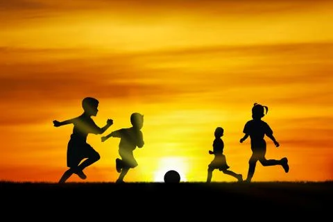 Play at sunset. Stock Photos