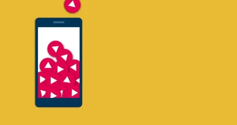Play symbols falling into a smartphone Stock Footage 118091017