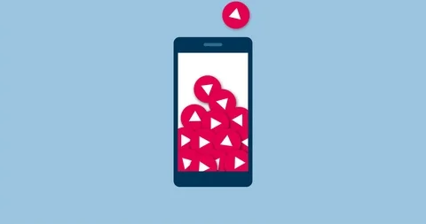 Play symbols falling into a smartphone Stock Footage 118091028