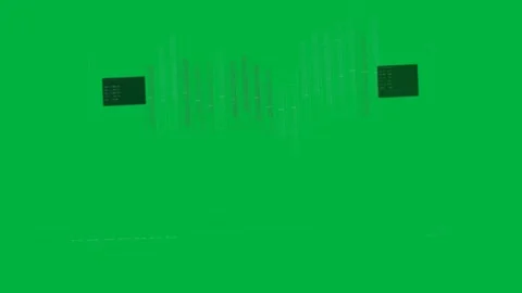 On play, teal-magenta bars growing, shifting, tilting rail, showing data density Stock Footage 333972002