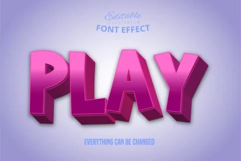 Play text, 3d editable font effect Stock Illustration
