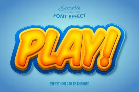 Play text, 3d orange and blue editable font effect Stock Illustration