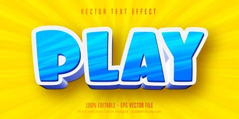 Play text, cartoon style editable text effect Stock Illustration