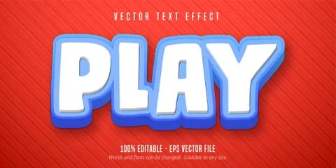 Play text, cartoon style editable text effect Stock Illustration