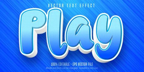 Play text, cartoon style editable text effect Stock Illustration