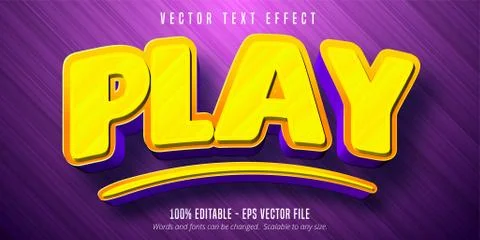 Play text, cartoon style editable text effect Stock Illustration