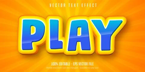 Play text, cartoon style editable text effect Stock Illustration