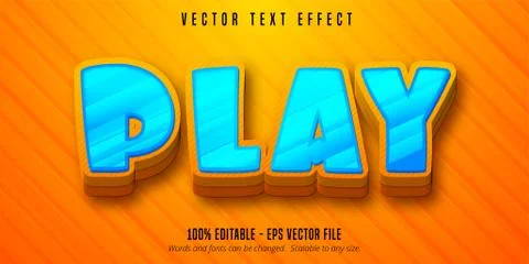 Play text, cartoon style editable text effect Stock Illustration