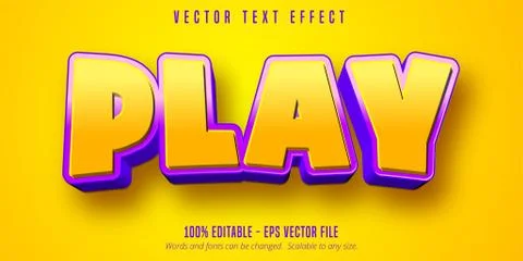 Play text, cartoon style editable text effect Stock Illustration