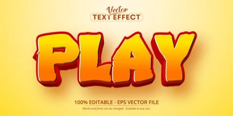 Play text, cartoon style editable text effect Stock Illustration
