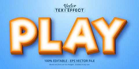 Play text, cartoon style editable text effect Stock Illustration