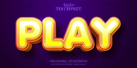 Play text, cartoon style editable text effect Stock Illustration