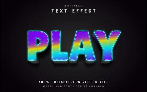 Play text, editable 3d text effect Stock Illustration