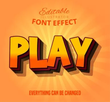 Play text, editable font effect Stock Illustration