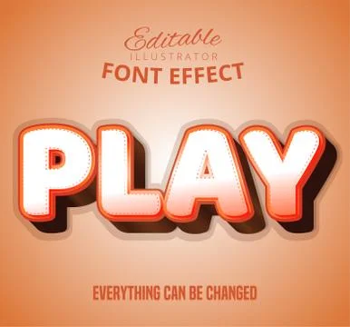 Play text, editable font effect Stock Illustration