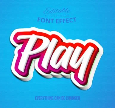 Play text, editable font effect Stock Illustration