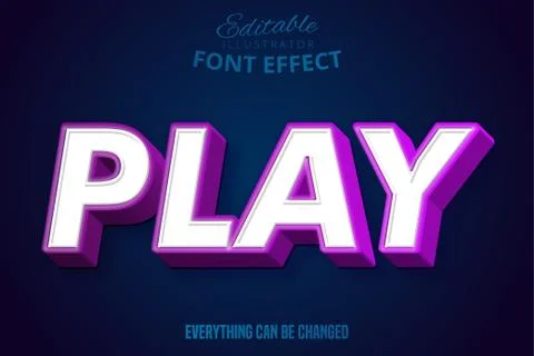 Play text, editable text effect. Can be used as poster,banner, game or templa Stock Illustration