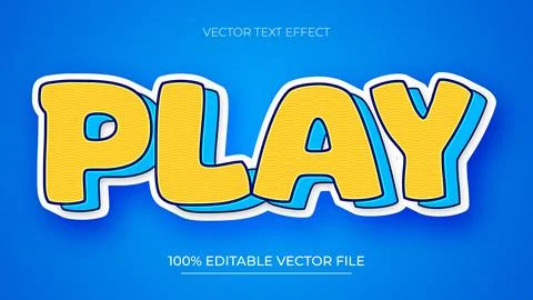 Play Text Effect for Banner and Poster Headline Editable font Stock Illustration