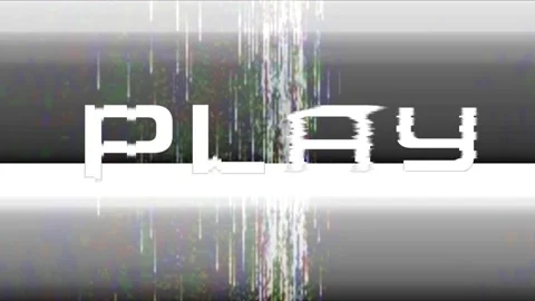 PLAY text, interferences animated typeface, VHS background, seamless loop Stockbeeldmateriaal 119189175