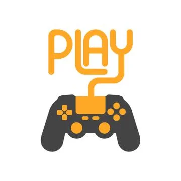 Play text lettering with videogame gamepad device design print Stock Illustration