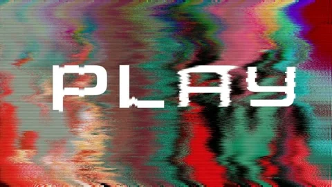PLAY text, pixelated distorted typeface, tv bad reception background, loop Stock Footage 119188716