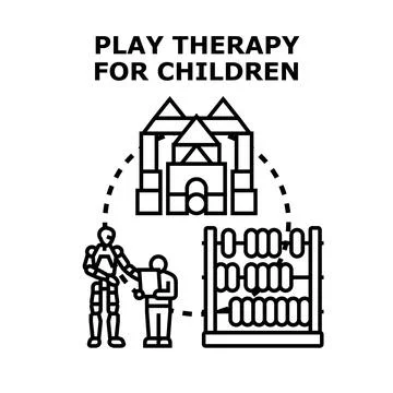 Play therapy for children using robotics and educational tools Stock Illustration