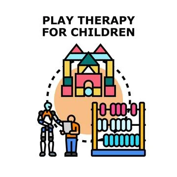 Play therapy for children using robotics and educational tools Stock Illustration