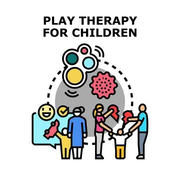 Play therapy helping children overcome emotional problems Stock Illustration