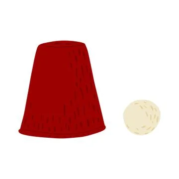 Play thimble isolated on white background. Cartoon elements for game hand dra イラスト素材