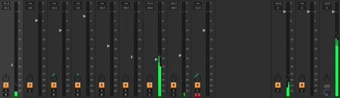 A play through video showcasing a DAW mixer in action. Stock Footage 297378196