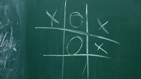 Play tic tac toe on the blackboard Stock Footage 164634108