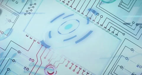 On play tilted panel rotating and pulsing arcs, overlay shifting, showing Stock Footage 321435181