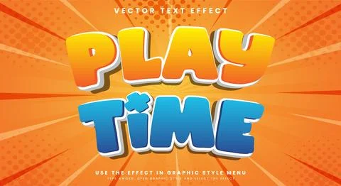 Play Time Comic Style 3d editable text effect Stock Illustration