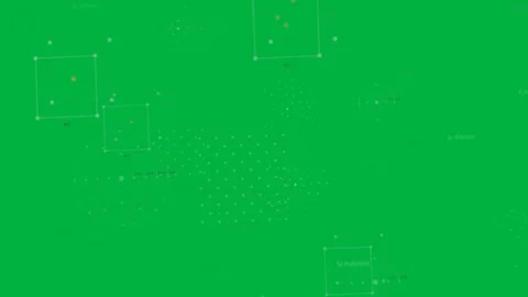 On play, transparent HUD sliding right, wire cubes and dot matrix pulsing Stock Footage 333630145