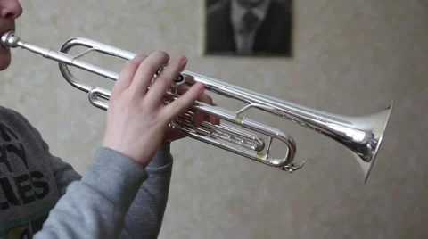 Play the trumpet Stock Footage 44208394